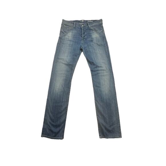 7 For All Mankind Mens Jeans Size 30 Standard Button Fly Straight Light - Picture 1 of 9